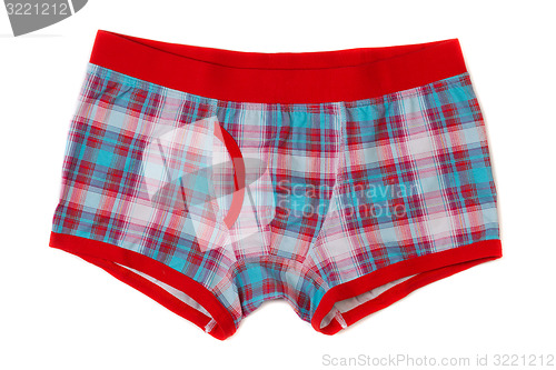 Image of Men\'s boxer shorts in blue and red checkered.