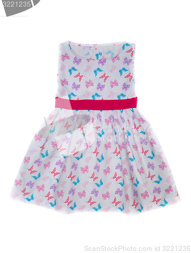 Image of Baby dress with butterfly pattern.