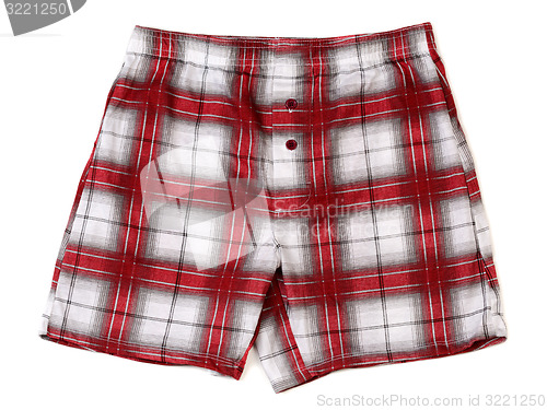 Image of Men\'s boxer shorts in red and gray plaid.