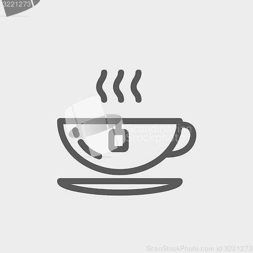 Image of Hot tea in a cup thin line icon