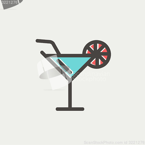 Image of Margarita drink with lemon thin line icon
