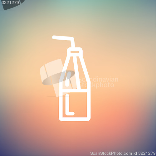 Image of Bottle of milk with straw thin line icon