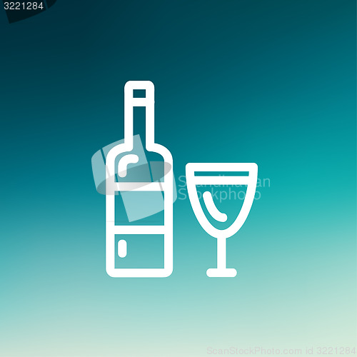 Image of Bottle of whisky and a glass thin line icon