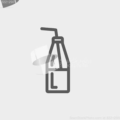 Image of Bottle of milk with straw thin line icon