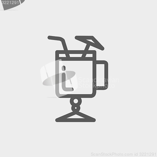 Image of Cold ice tea with straw thin line icon