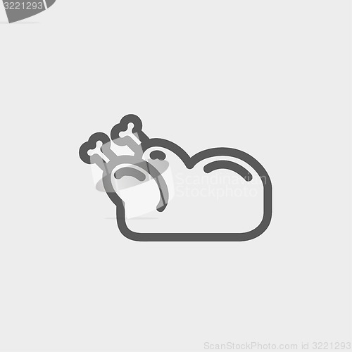 Image of Raw chicken thin line icon