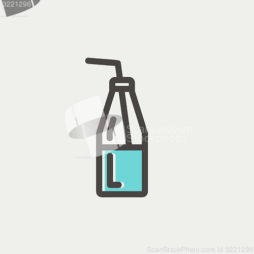 Image of Bottle of milk with straw thin line icon