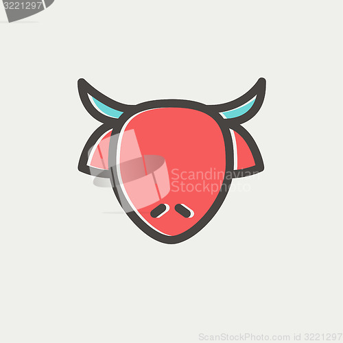 Image of Cow head thin line icon