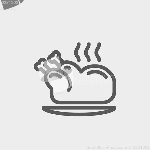 Image of Baked whole chicken thin line icon