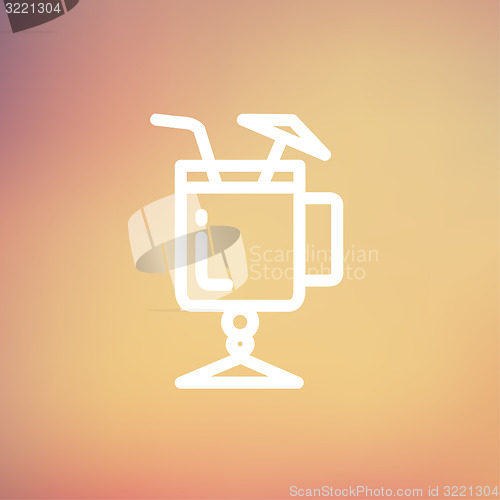 Image of Cold ice tea with straw thin line icon