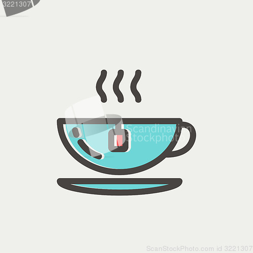 Image of Hot tea in a cup thin line icon