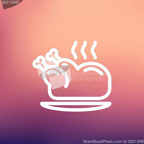 Image of Baked whole chicken thin line icon