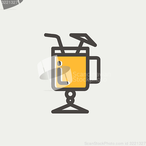 Image of Cold ice tea with straw thin line icon