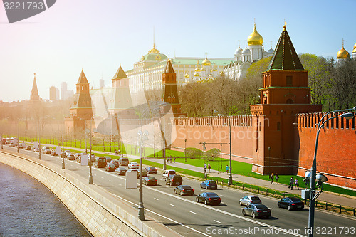 Image of Beautiful, Onion-Domed Structures of the Kremlin in Moscow, Russ