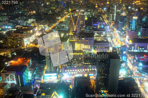 Image of Beautifully Lit Cityscape in Asia at Night