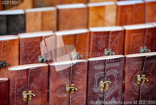 Image of Leather-bound Souvenir Notebooks for Sale in Udaipur, India