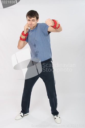 Image of Growth portrait of a boxer in training worked punches