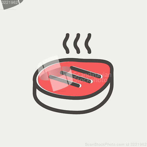 Image of Grilled steak thin line icon