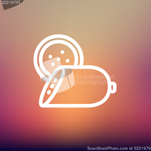 Image of Sliced sausage thin line icon