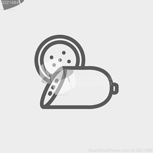 Image of Sliced sausage thin line icon