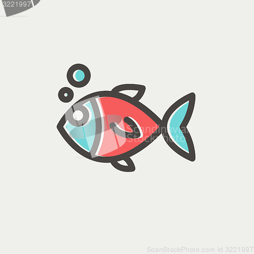 Image of Little fish thin line icon