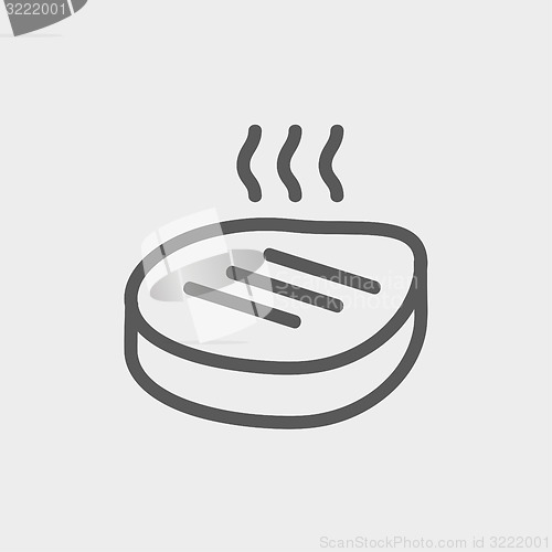 Image of Grilled steak thin line icon