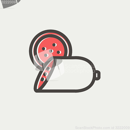 Image of Sliced sausage thin line icon