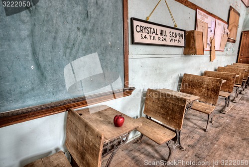 Image of Abandoned School House red apple