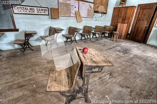 Image of Abandoned School House red apple