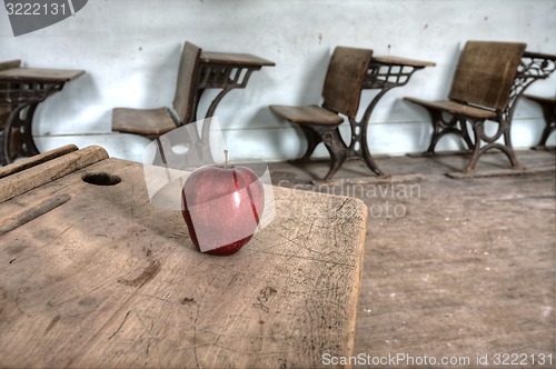 Image of Abandoned School House red apple
