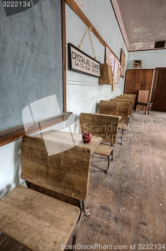 Image of Abandoned School House red apple