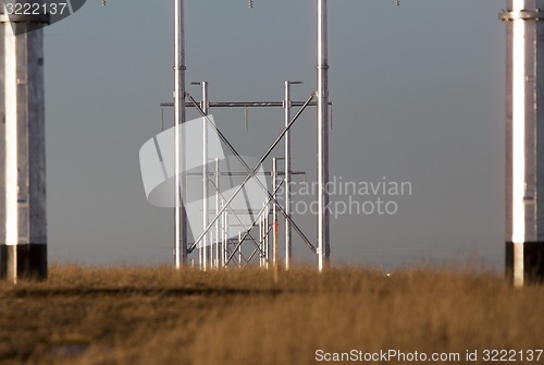 Image of Silver metal power lines