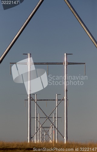 Image of Silver metal power lines