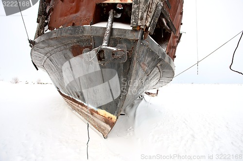 Image of Old Abandoned rusty Sailboat