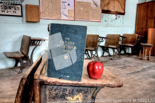 Image of Abandoned School House red apple