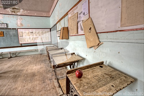 Image of Abandoned School House red apple