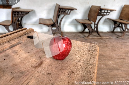 Image of Abandoned School House red apple