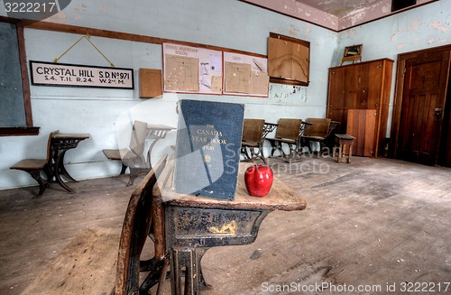 Image of Abandoned School House red apple