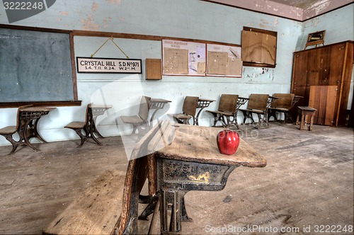 Image of Abandoned School House red apple