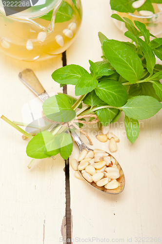 Image of Arab traditional mint and pine nuts tea