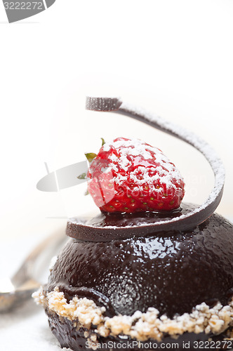 Image of fresh chocolate strawberry mousse 