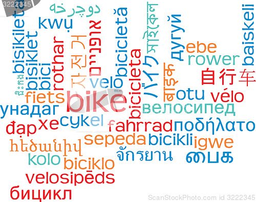 Image of Bike multilanguage wordcloud background concept