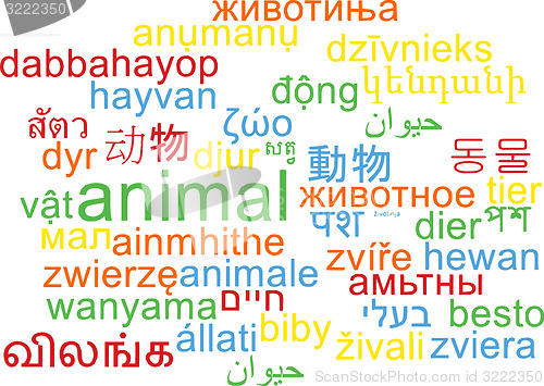 Image of animal multilanguage wordcloud background concept