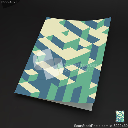 Image of A4 business blank. 3d blocks structure background. 