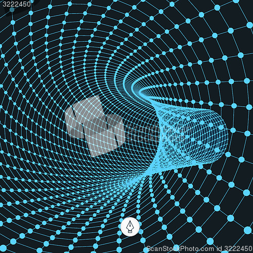 Image of Abstract tunnel grid. 3d vector illustration. 