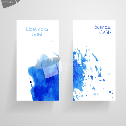 Image of Watercolor cbusiness card template. 