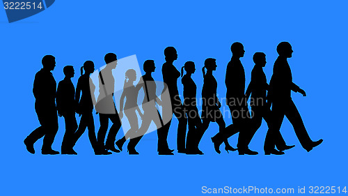Image of Group of people walking silhouettes