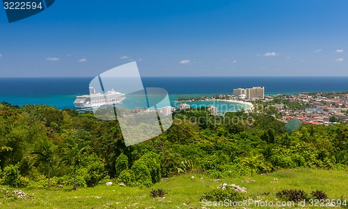 Image of Caribbean beach on the northern coast of Jamaica, near Dunn\'s River Falls and town Ocho Rios.