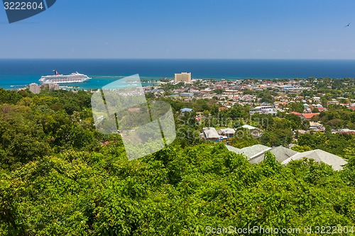 Image of Caribbean beach on the northern coast of Jamaica, near Dunn\'s River Falls and town Ocho Rios.
