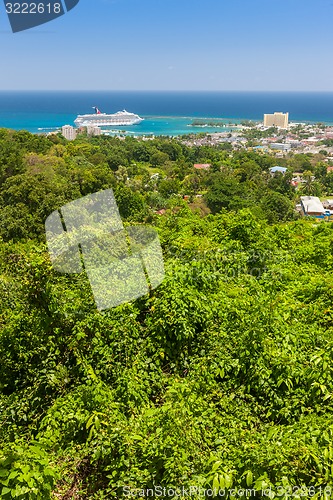 Image of Caribbean beach on the northern coast of Jamaica, near Dunn\'s River Falls and town Ocho Rios.